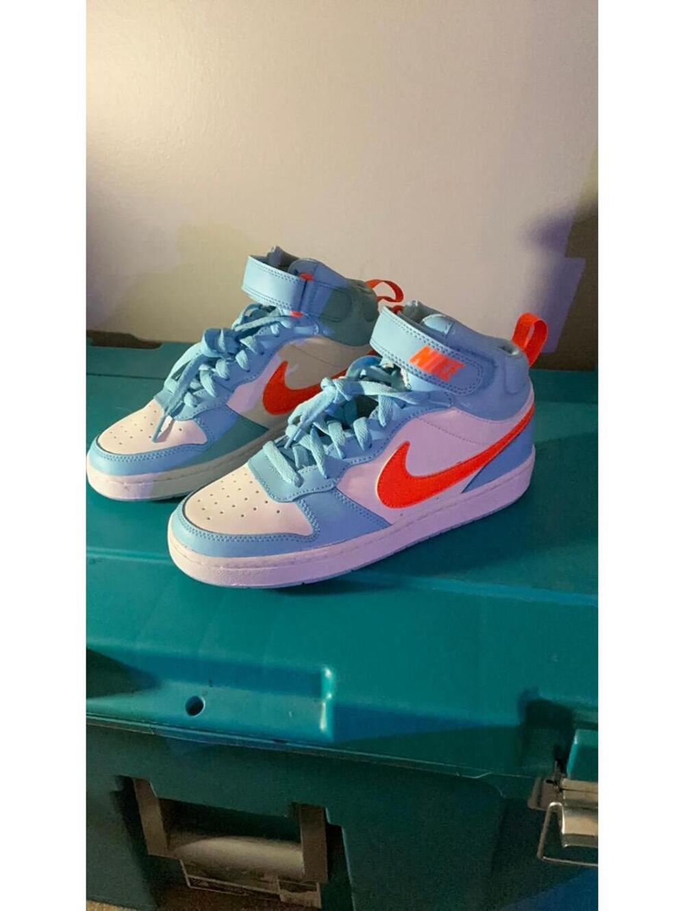 Nike High-Top Sneakers Light Blue White Orange Swoosh